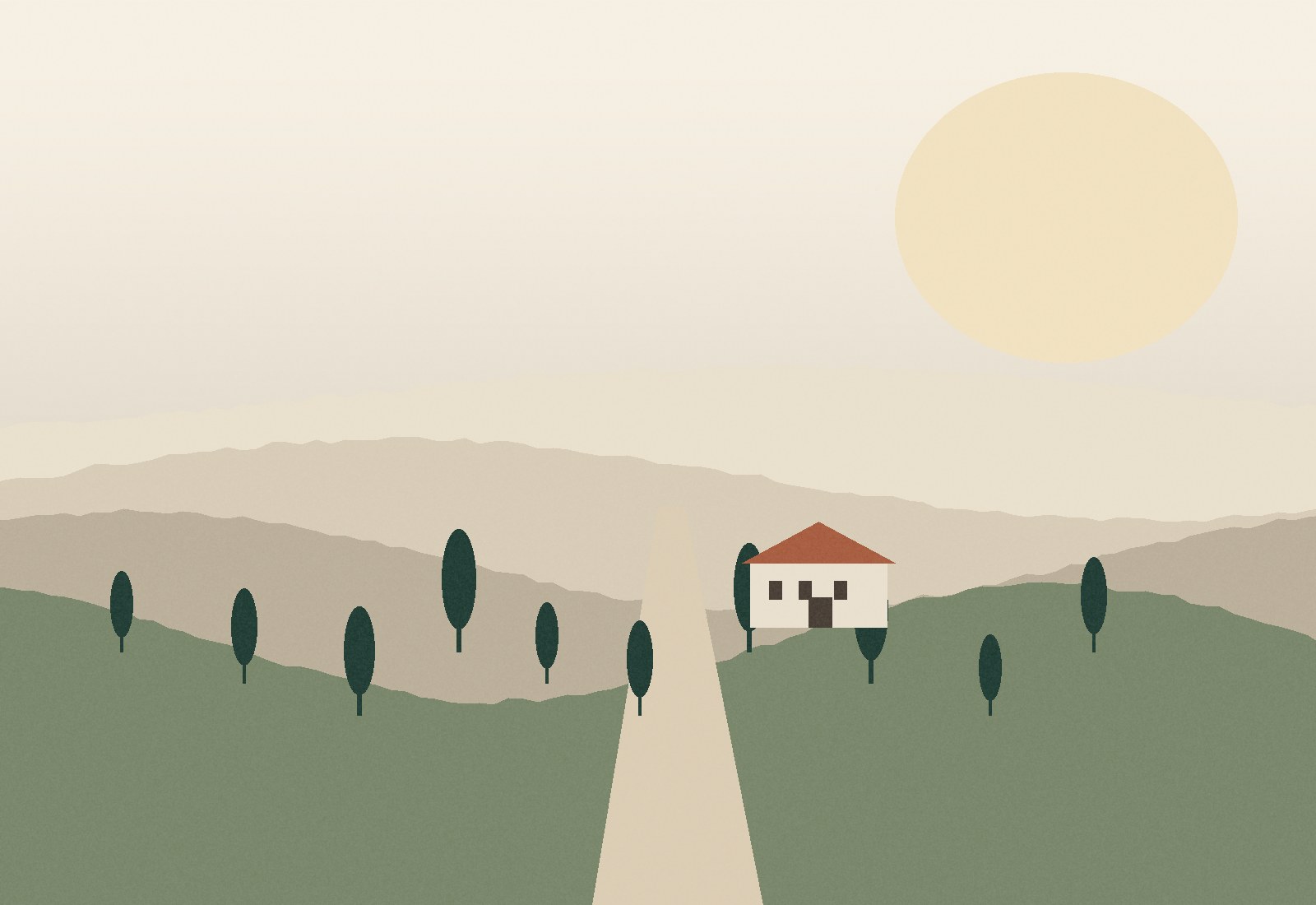 Italian villa in landscape